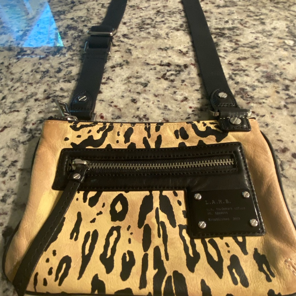 L.A.M.B by Gwen Stefani Animal Print Adjustable Strap Leather Crossbody Bag